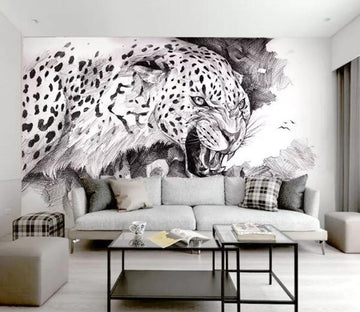 3D Toothed Leopard WG584 Wall Murals