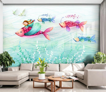 3D Seaweed Fish WC2195 Wall Murals