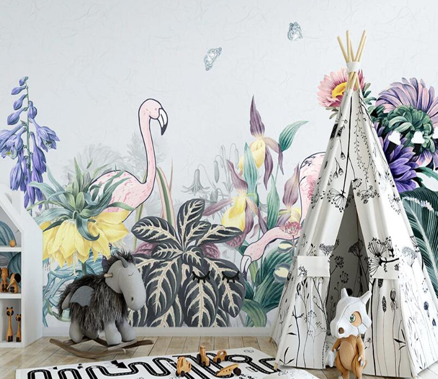 3D Flamingo Painting WC2594 Wall Murals