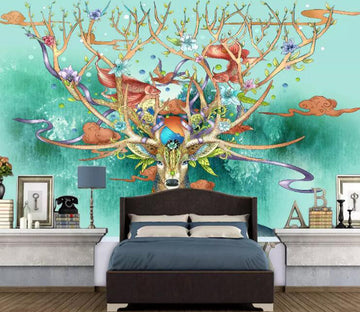 3D Goldfish Deer WG1045 Wall Murals