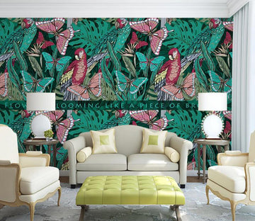 3D Parrot Butterfly WC1594 Wall Murals