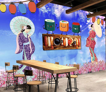 3D Woman Sushi WC2641 Wall Murals