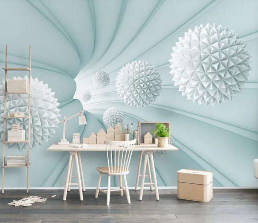 3D White Polygon WG649 Wall Murals
