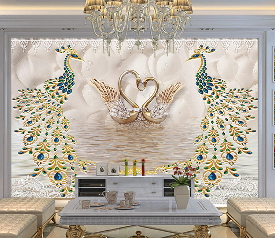 3D Gem Swan WG308 Wall Murals