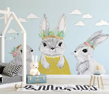 3D Gray Rabbit WG883 Wall Murals