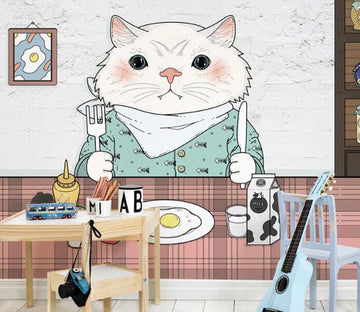 3D Kitten Omelet WC1549 Wall Murals