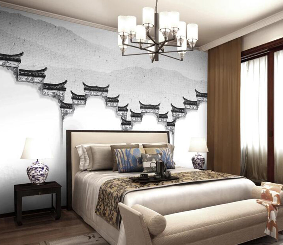 3D Retro Roof WC1367 Wall Murals