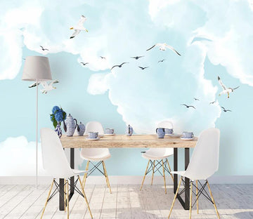 3D Cloud Seagull WC2472 Wall Murals