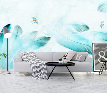 3D Blue Feather WC2056 Wall Murals