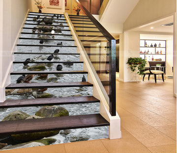 3D Birds On The Rocks 085 Stair Risers