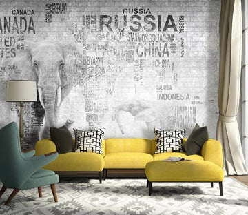 3D Elephant English WC1438 Wall Murals