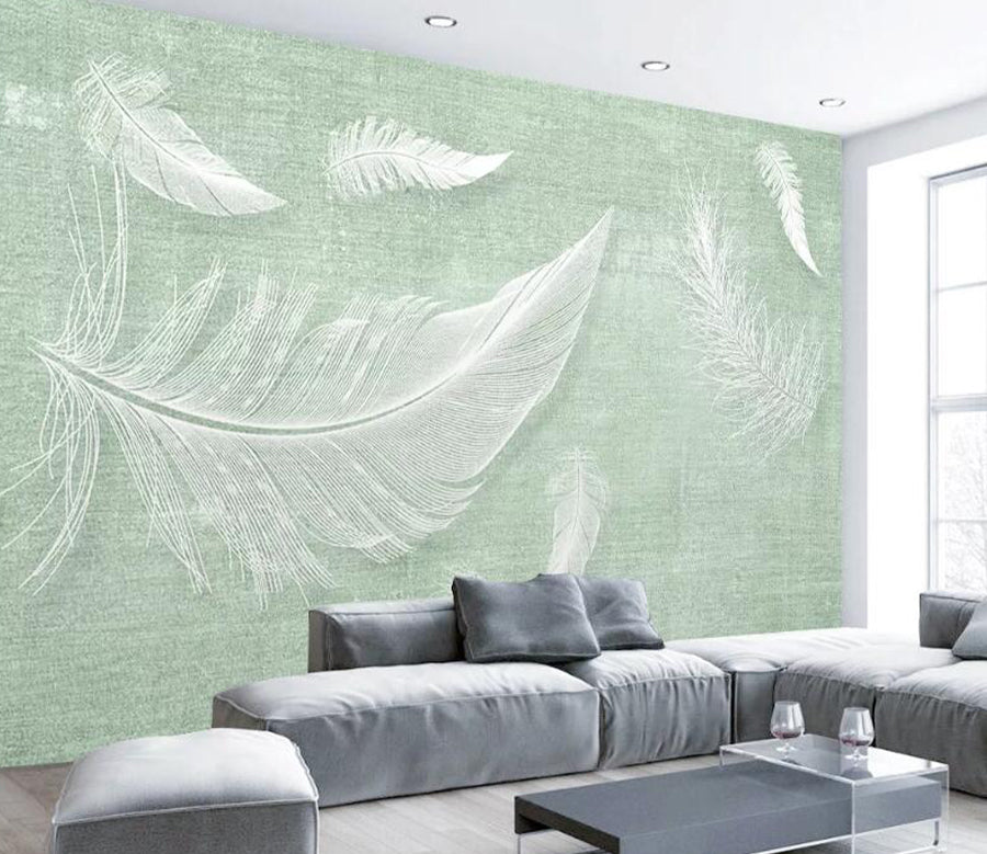 3D White Feather WC1796 Wall Murals