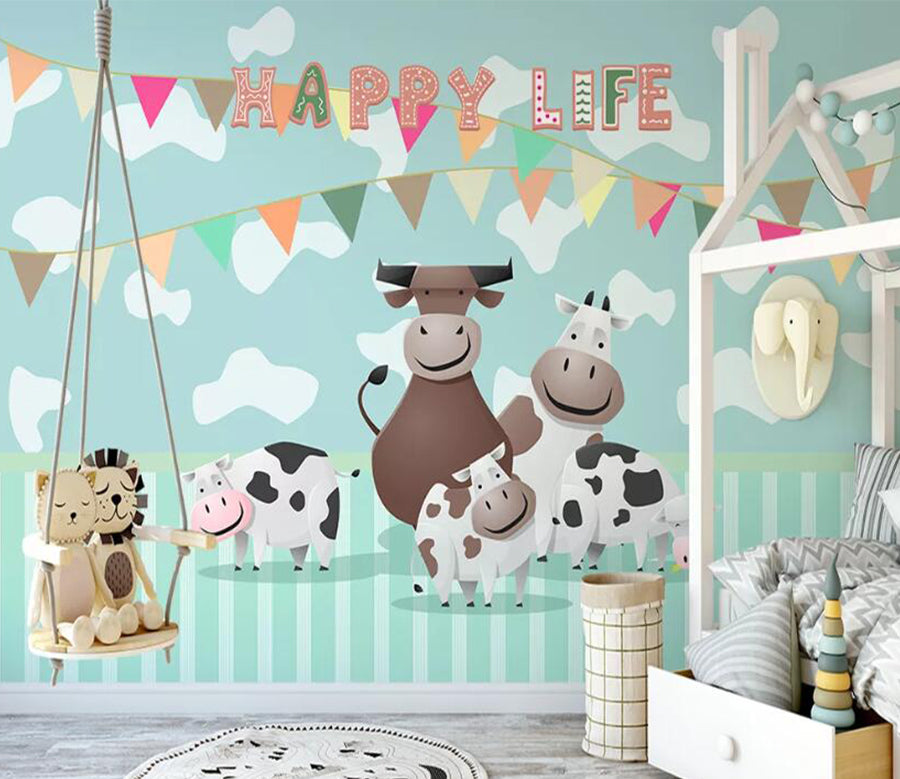 3D Cow Banner WC2451 Wall Murals