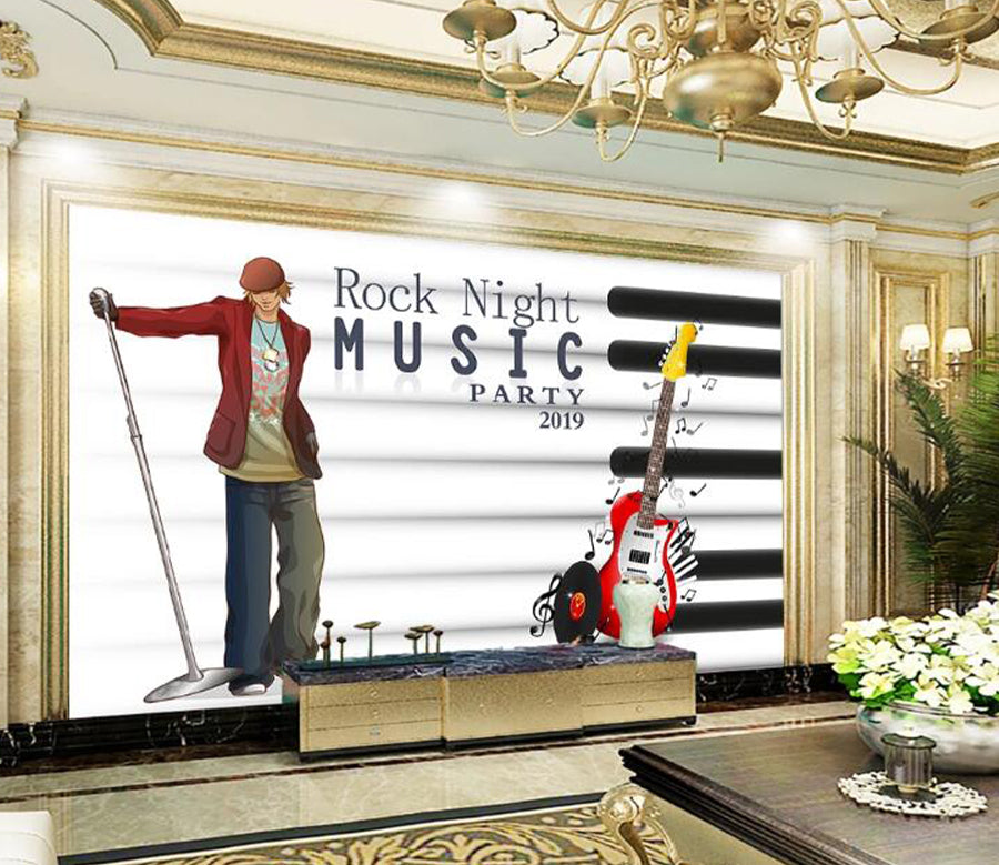 3D Guitar Man WC2447 Wall Murals
