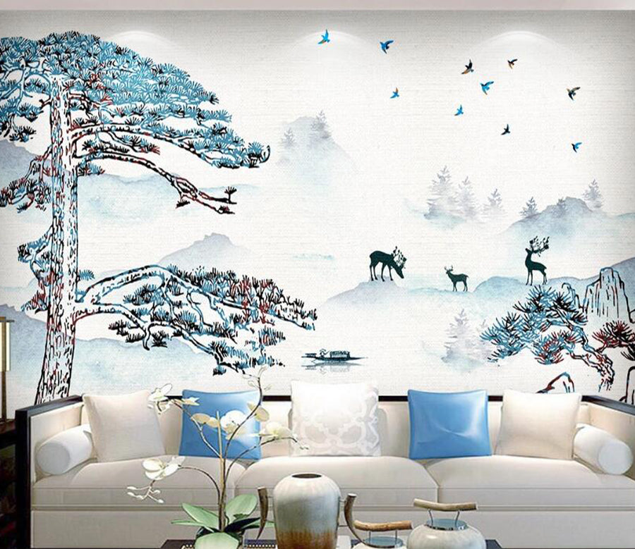 3D Mountain Deer WC1535 Wall Murals