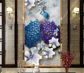 3D Purple Peacock WG061 Wall Murals