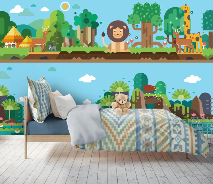 3D Giraffe Elephant WC1564 Wall Murals