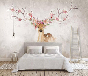 3D Cute Sika Deer WC2574 Wall Murals