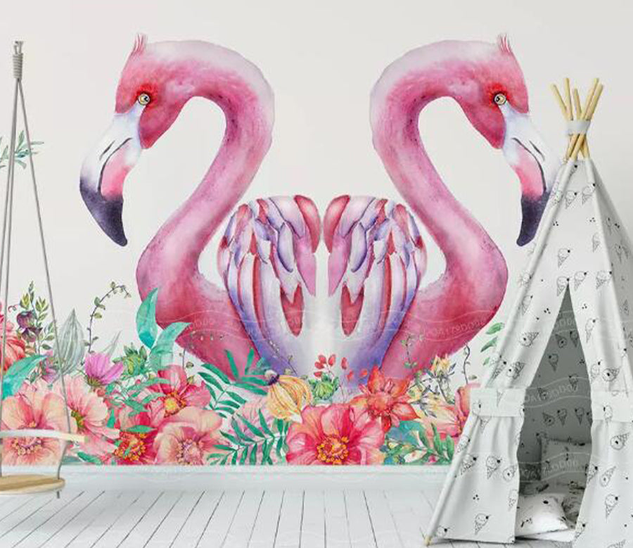 3D Flamingo Flower WG732 Wall Murals
