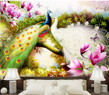 3D White Peacock WG374 Wall Murals