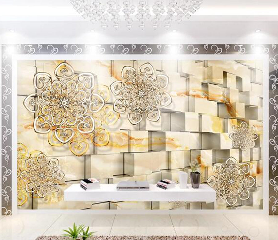 3D Square Flower WC1390 Wall Murals