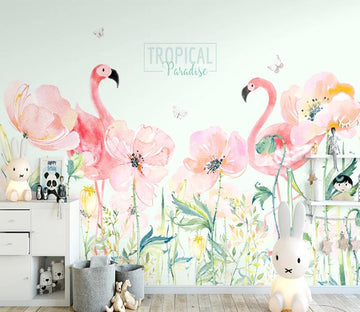 3D Flowers Flamingo WC2386 Wall Murals