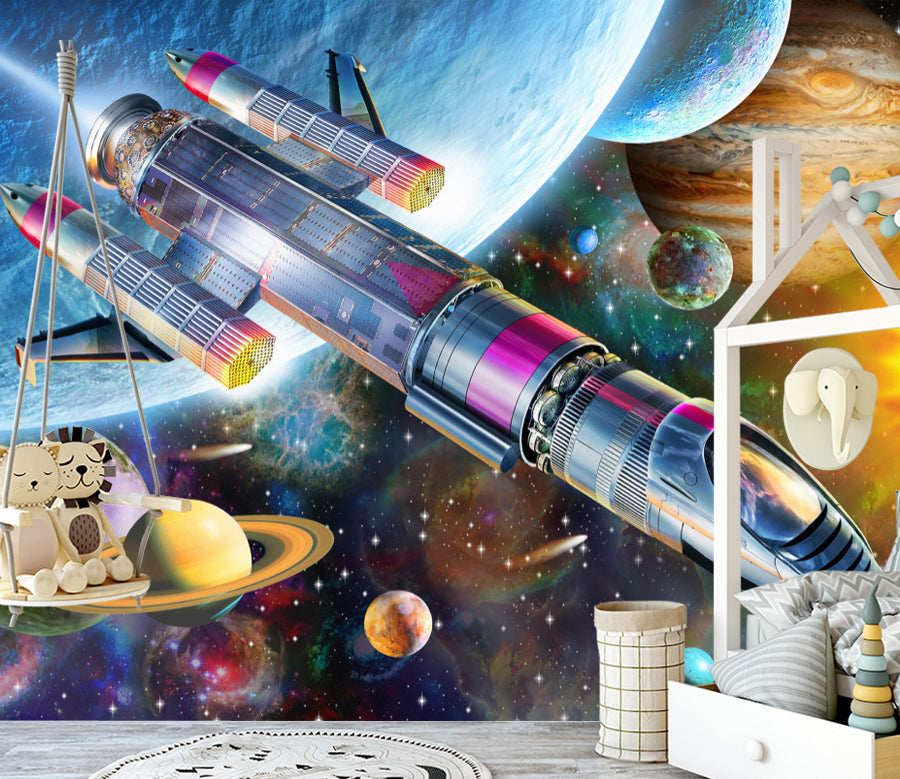 3D Rocket Earth WG467 Wall Murals