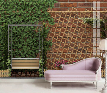 3D Green Leaf Net WG418 Wall Murals