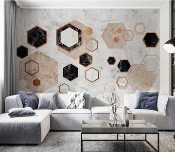 3D Hexagonal Stone WC2607 Wall Murals