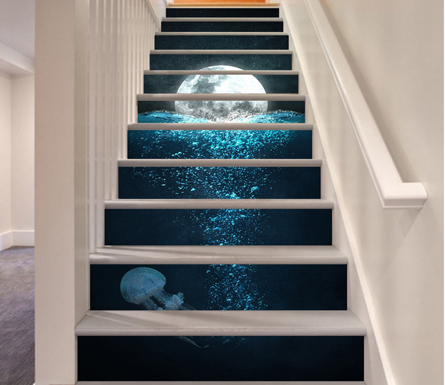 3D Galaxy Moon 107 Stair Risers