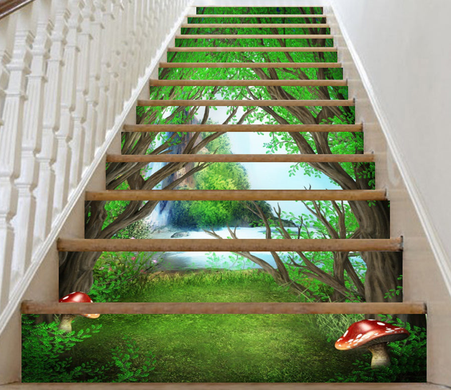 3D Forest Mushroom 075 Stair Risers