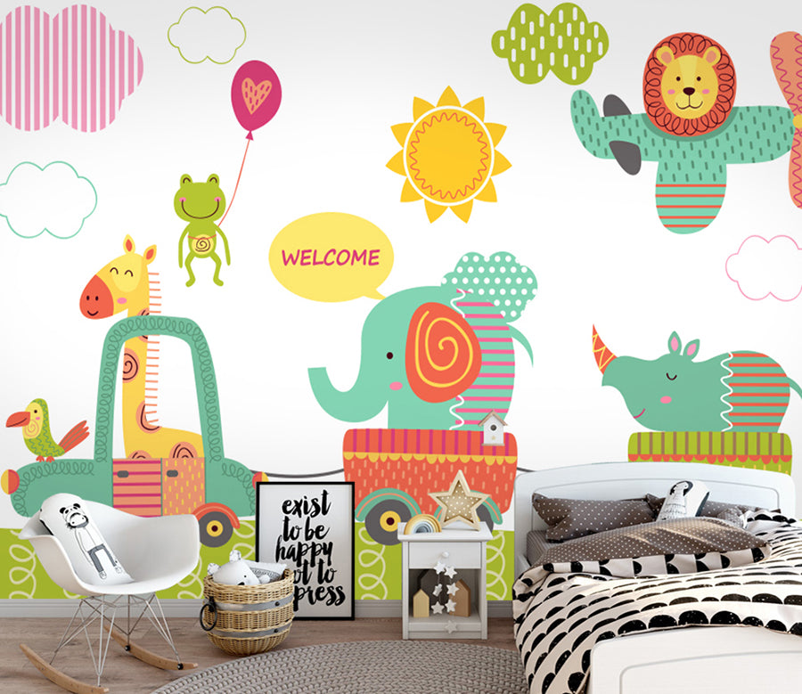 3D Train Elephant WG455 Wall Murals