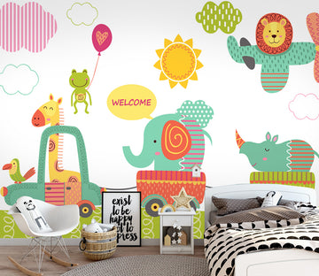 3D Train Elephant WG455 Wall Murals