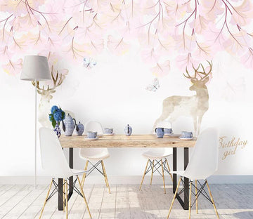 3D Pink Leaves WC1980 Wall Murals