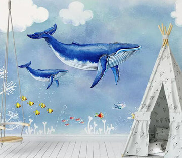 3D Whale Bubble WG754 Wall Murals