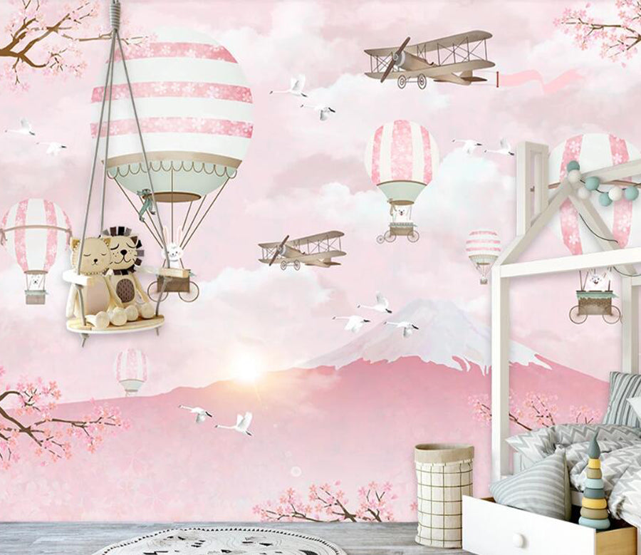 3D Rabbit Crane WC1724 Wall Murals