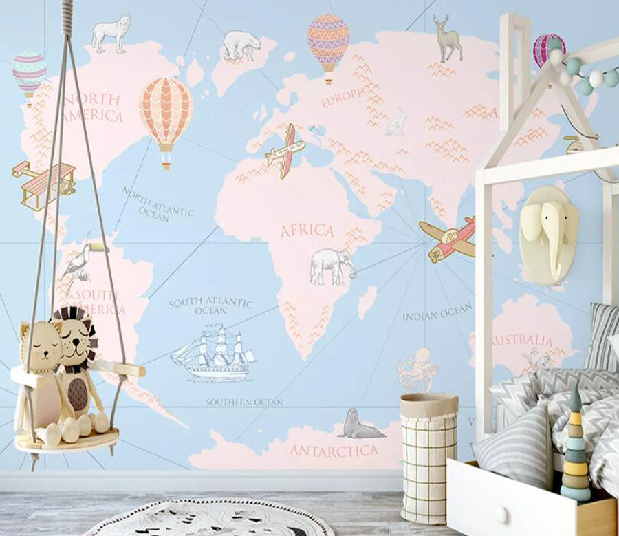 3D Elephant Map WC2651 Wall Murals