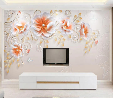 3D Orange Flower WC1714 Wall Murals