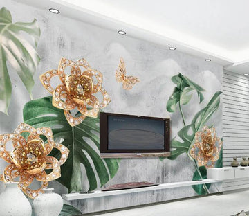 3D Gold Butterfly WG709 Wall Murals