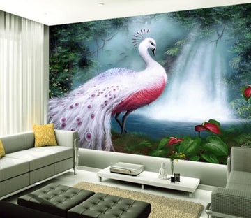 3D Peacock Falls WC1296 Wall Murals