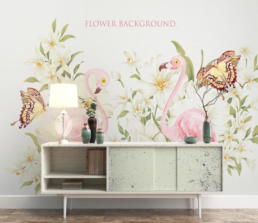 3D Flamingo Lily WG930 Wall Murals