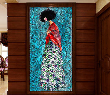 3D Shawl Girl WG122 Wall Murals