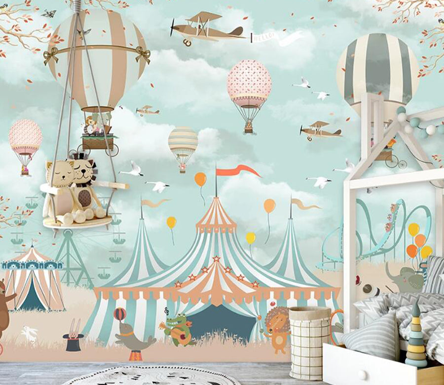 3D Rabbit Crocodile WC1787 Wall Murals