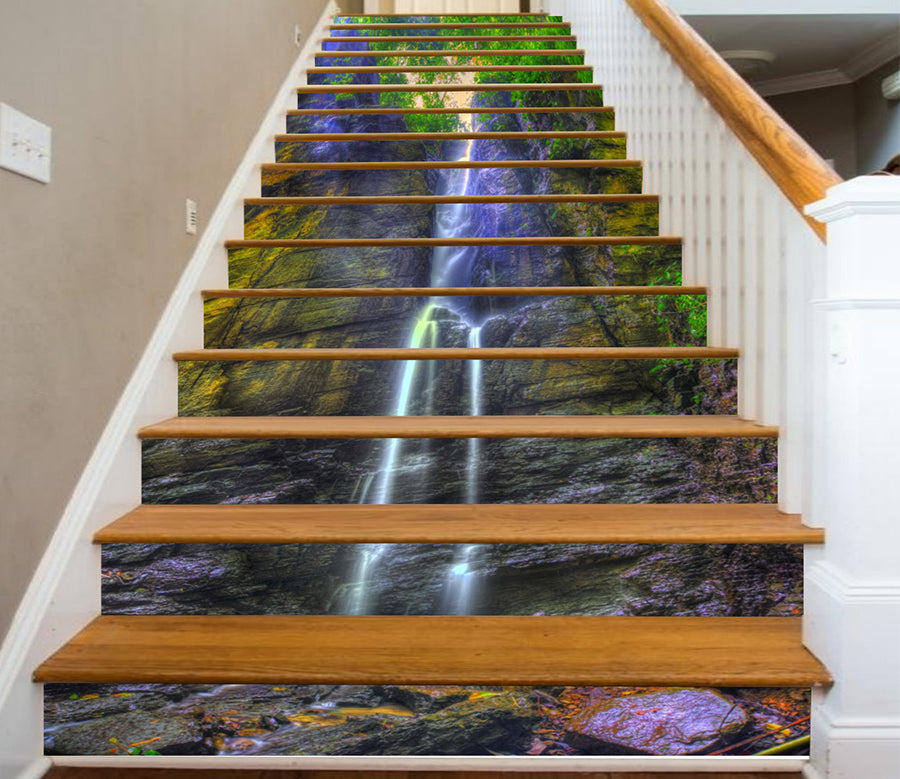 3D Purple Smoke Falls 131 Stair Risers