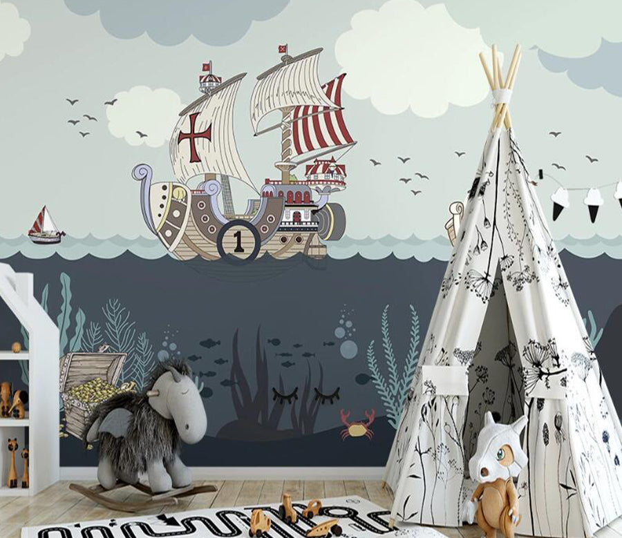 3D Sea Sailboat WC2629 Wall Murals