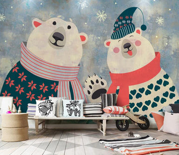 3D Bear Snowflake WC1835 Wall Murals