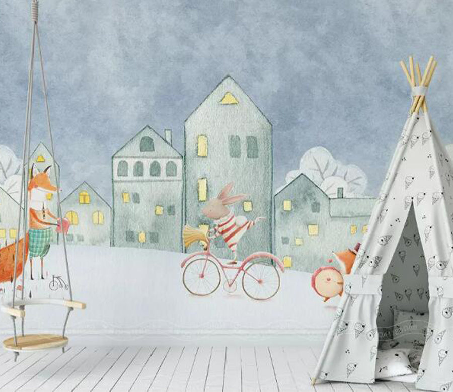 3D Rabbit Fox WG750 Wall Murals