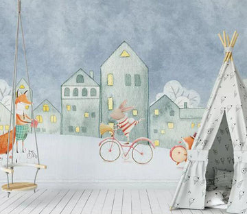 3D Rabbit Fox WG750 Wall Murals