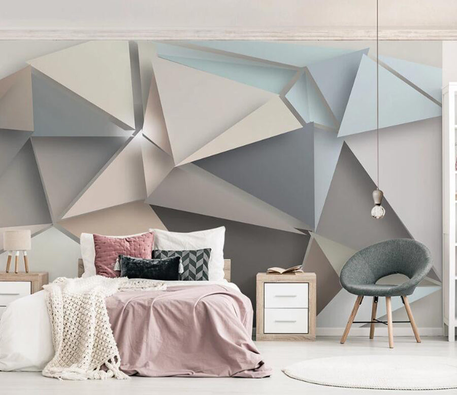 3D Blue Triangle WC1344 Wall Murals