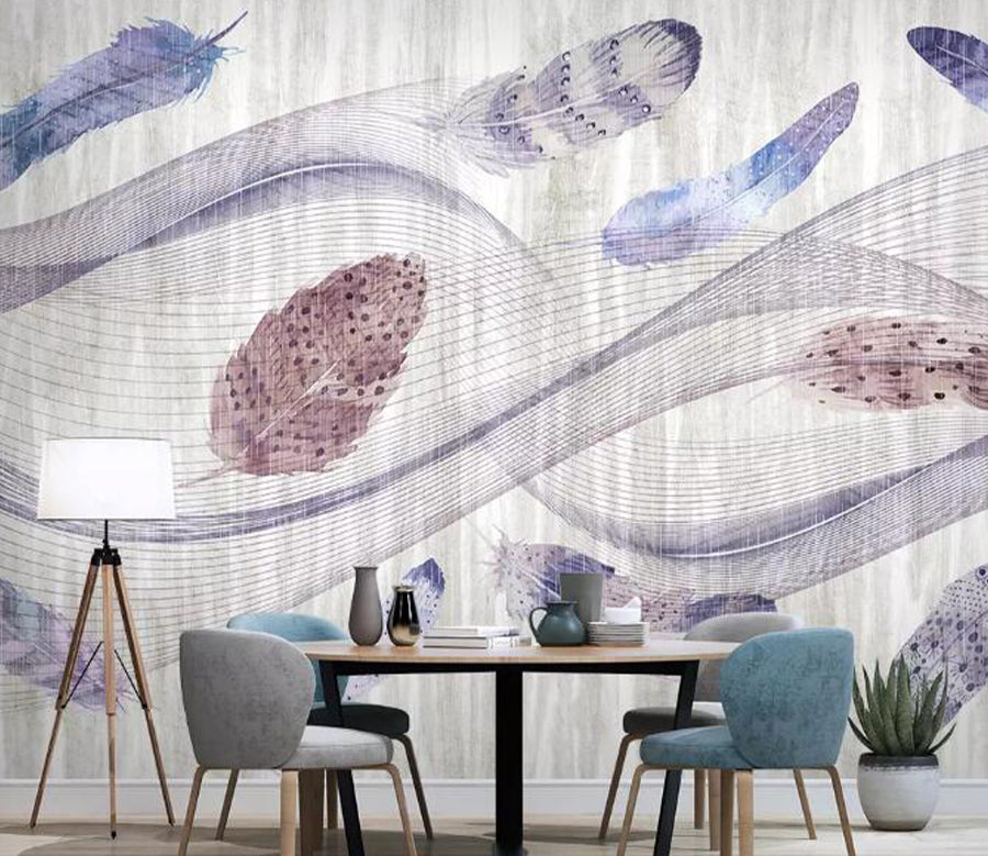 3D Purple Feather WG884 Wall Murals
